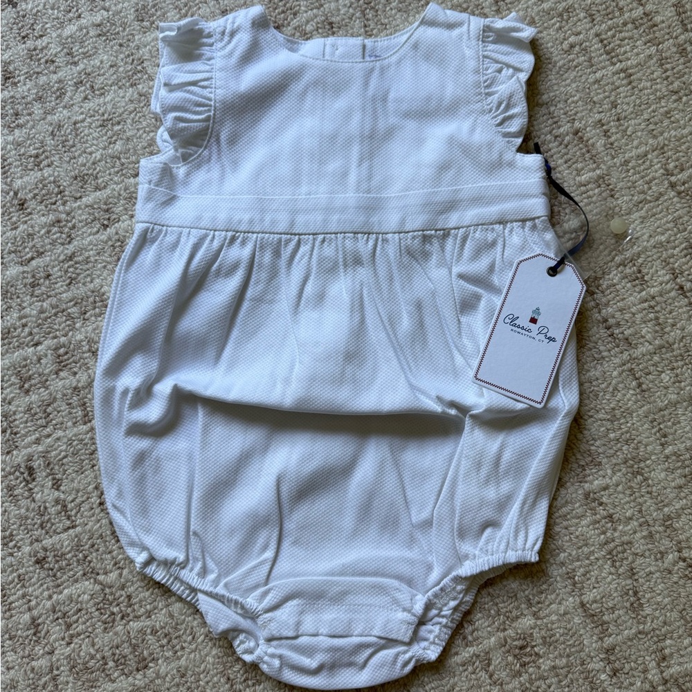Classic Prep Beatrice Bubble Solid Pique White Kids Casual Romper